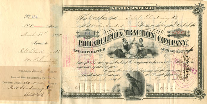 Philadelphia Traction Co. - Stock Certificate